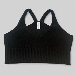 Knitty Kitty Knitimates black woven cropped tank bra size Large like new woven